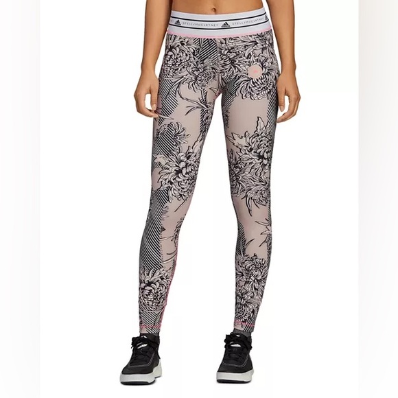 Adidas By Stella McCartney Like New Floral Patterned Leggings In Light Pink - Picture 2 of 14